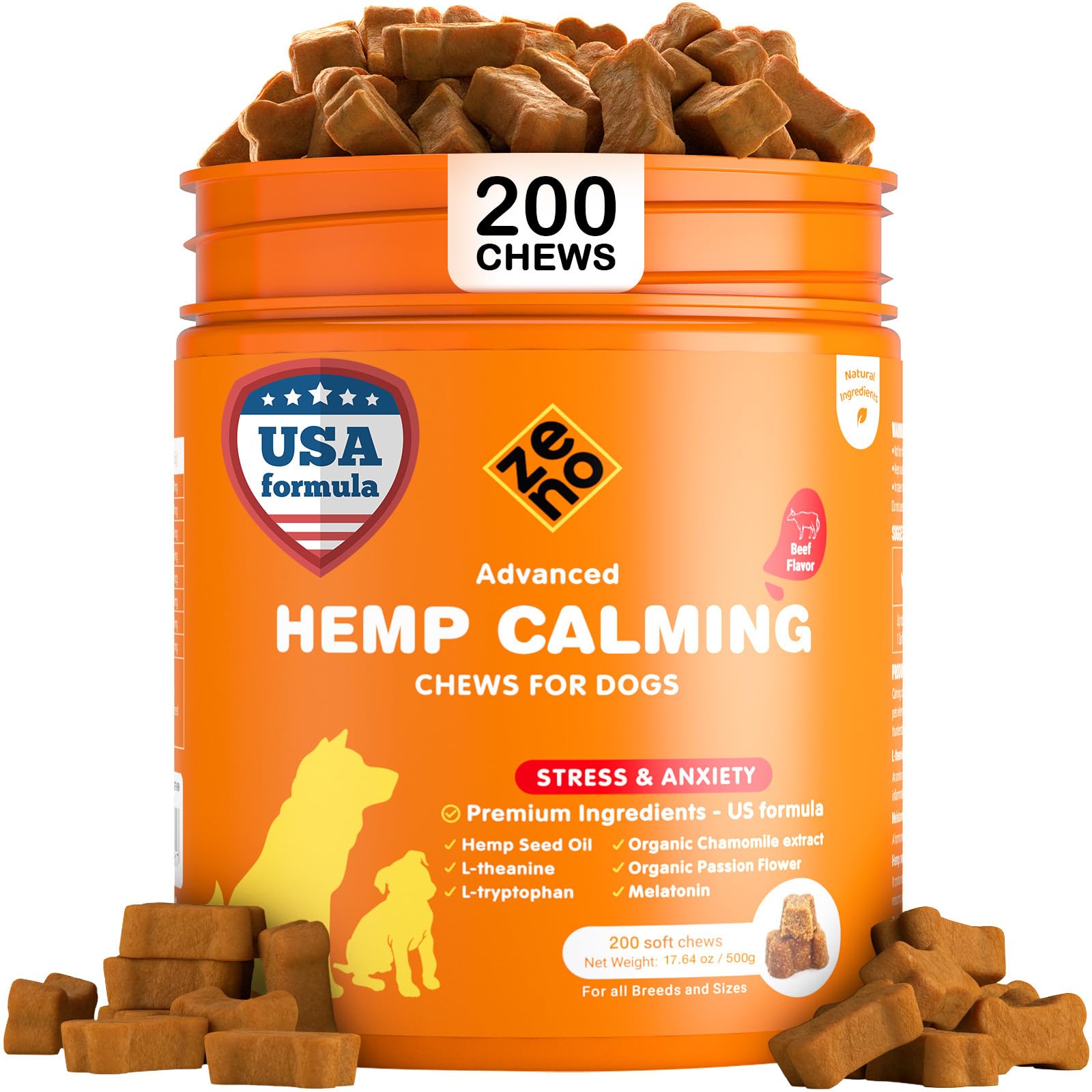 ZENO: caja de masticables calmantes para perro, fácil de identificar para compra.