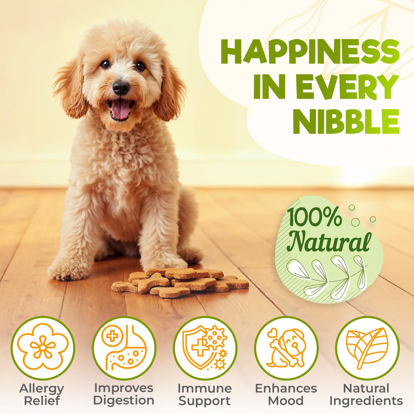 Etiqueta de ingredientes de ZENO Dog Allergy Chews para comprender sus componentes naturales.
