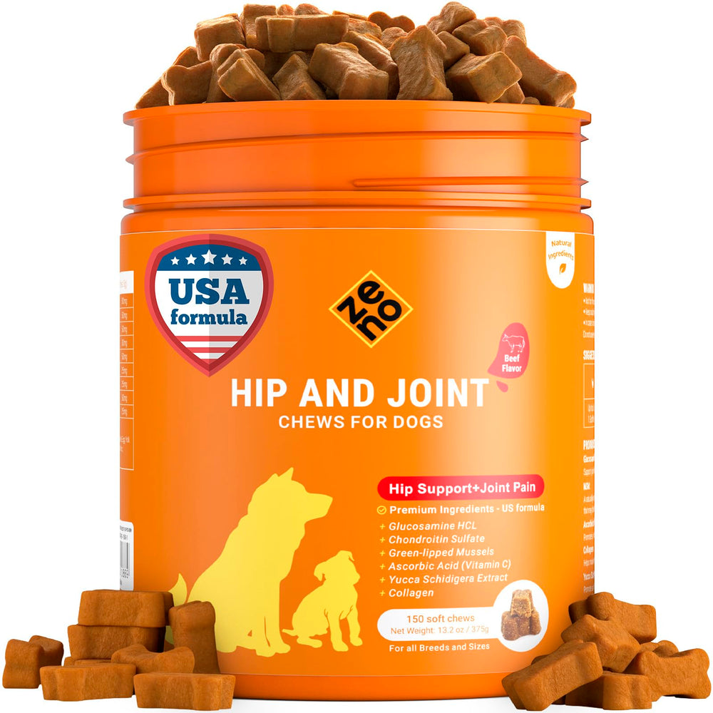 ZENO Glucosamina HCL para articulaciones del perro en envase práctico.