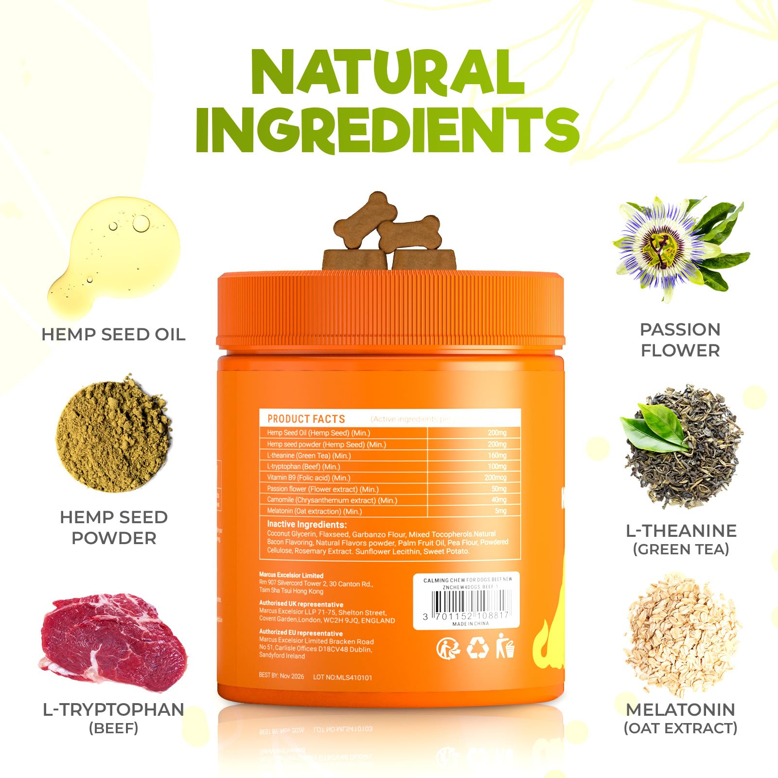 ZENO: masticables calmantes ternera, premio sabroso para perros.
