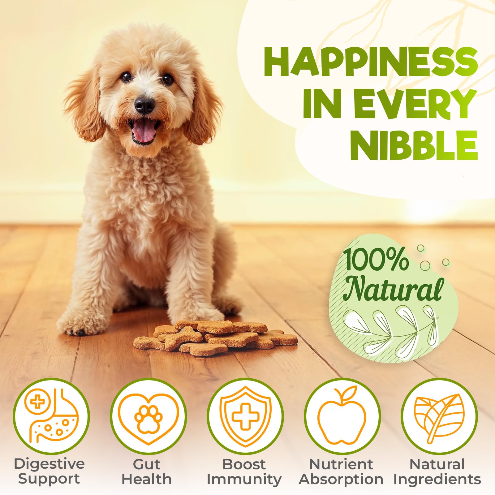 ZENO Probióticos para perros, snack sabor pollo, gustosamente aceptado para la salud intestinal