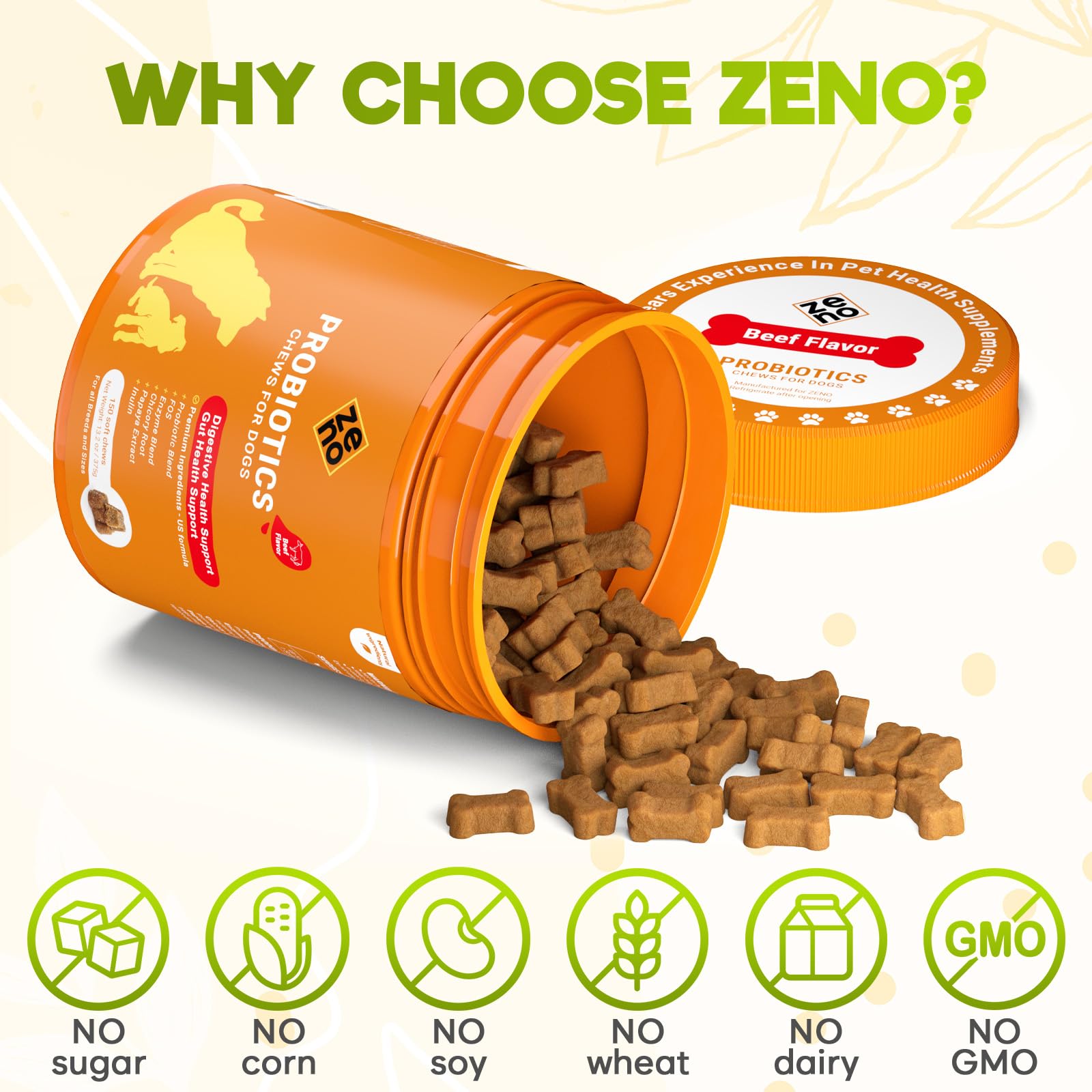 ZENO Probióticos para perros, textura suave, aceptación rápida para el día a día