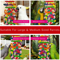 Juguete Zephyriel de bloques de madera coloridos para loros que estimulan curiosidad