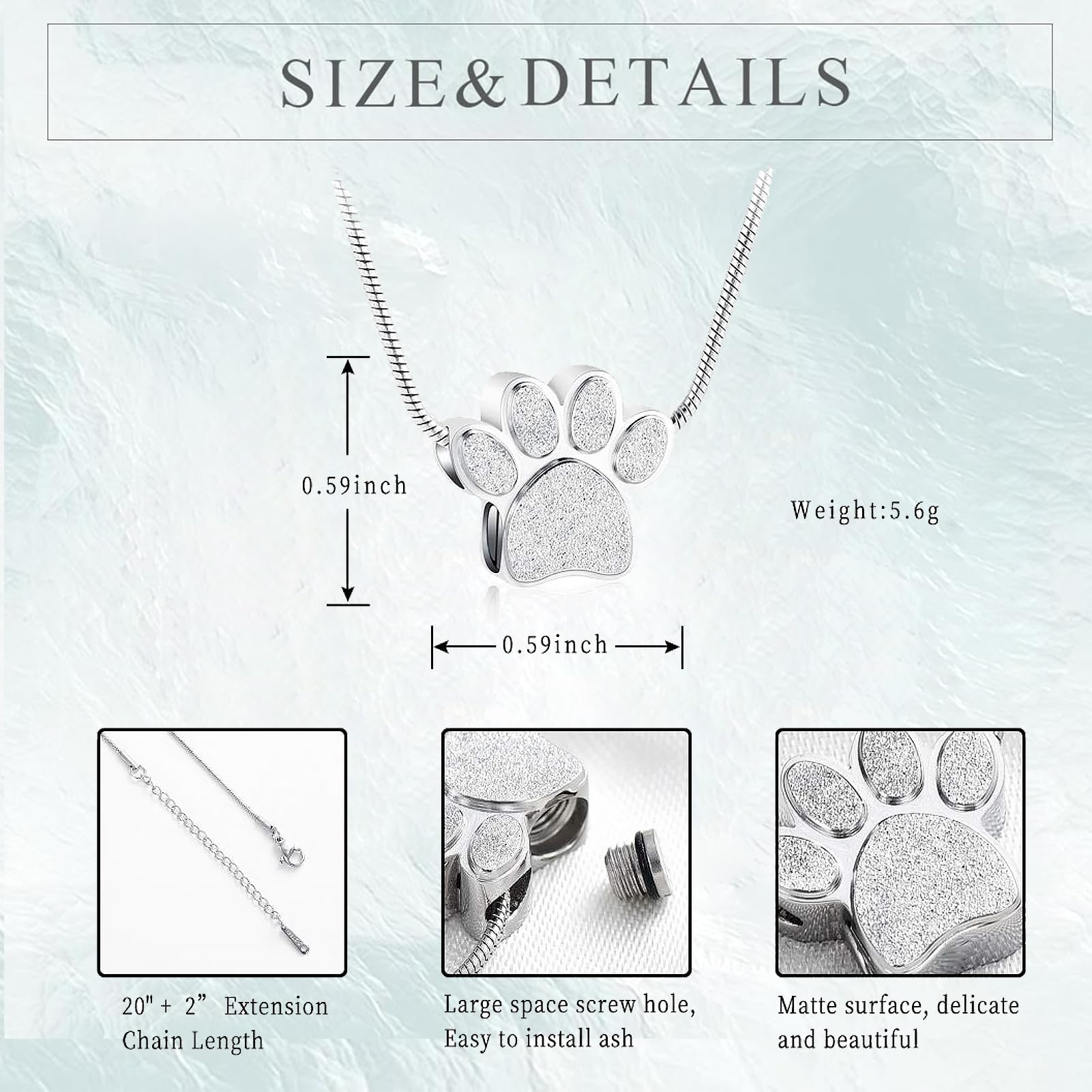 zeqingjw pendente-urna pata-detras, grabable para personalizar.