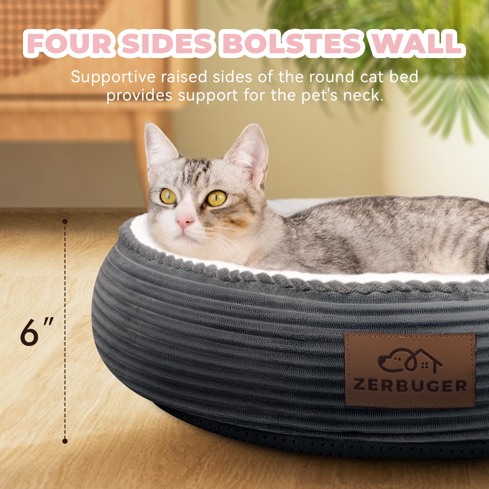 Cama Zerbuger para gatos, felpa suave para mimos y descanso.