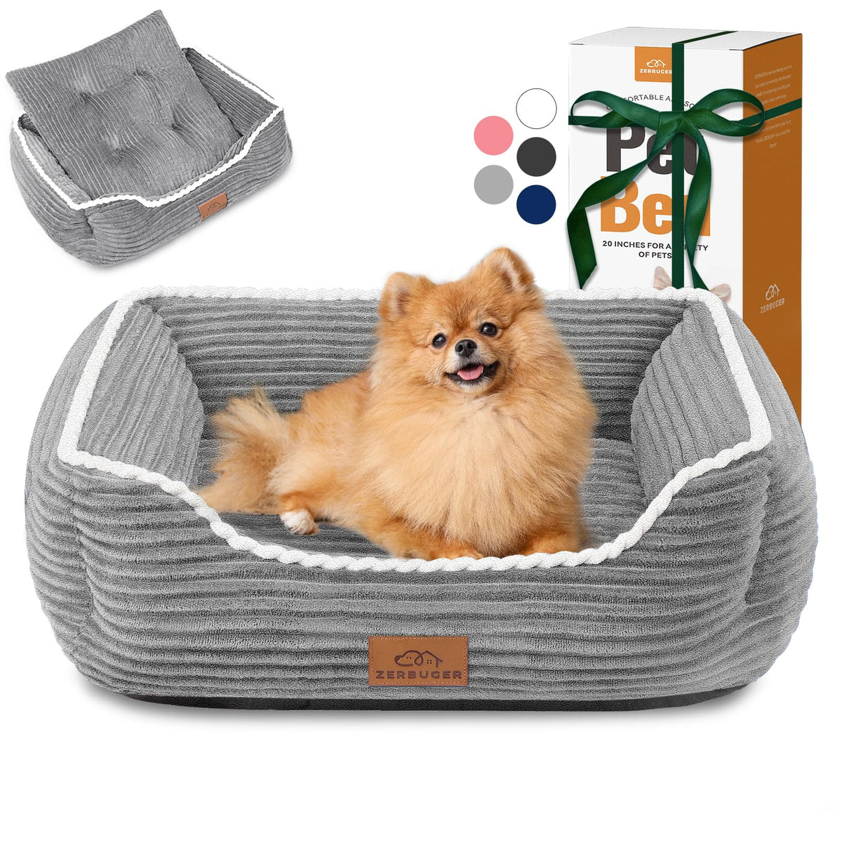 Cama ortopédica Zerbuger para perros medianos en gris, descanso cómodo