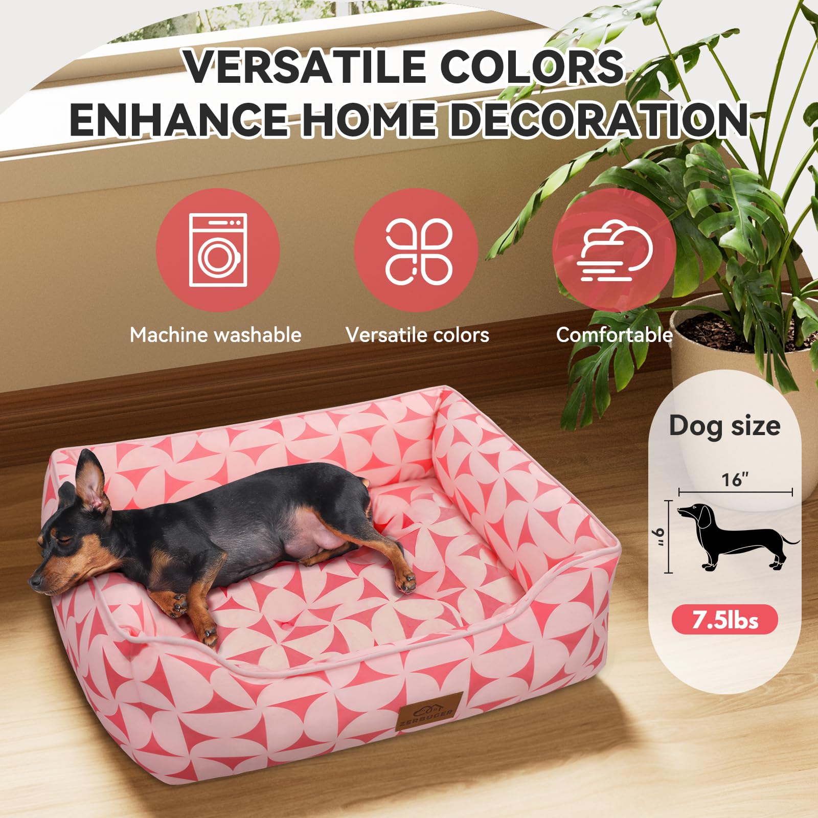 Cama Zerbuger rectangular ortopedica para mascotas medianas con soporte suave