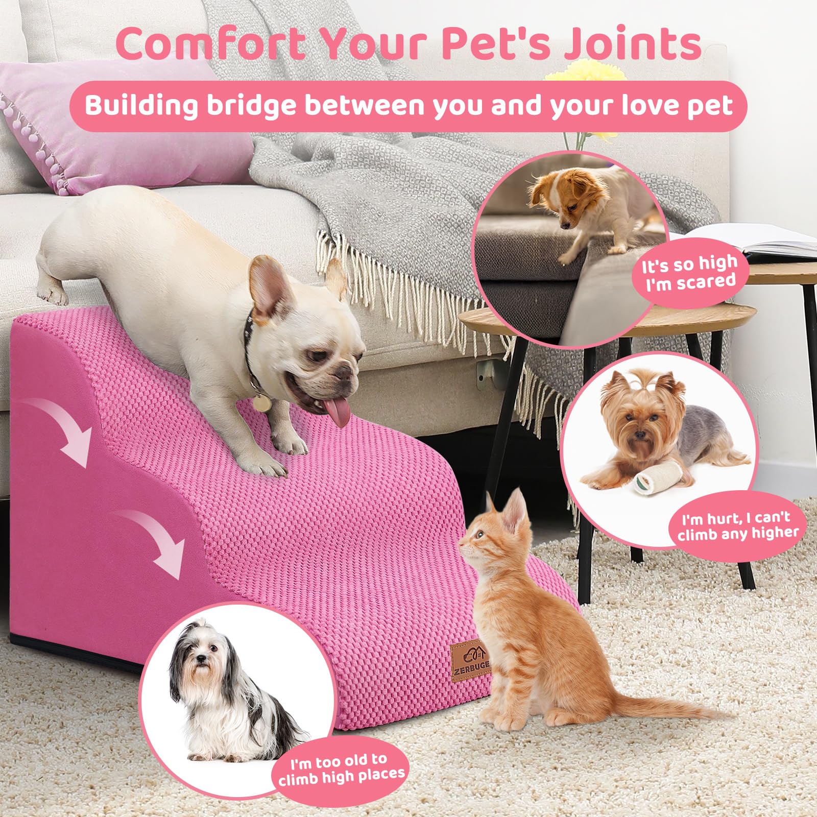 Zerbuger escalera para gato, 3 escalones para silla, uso seguro.