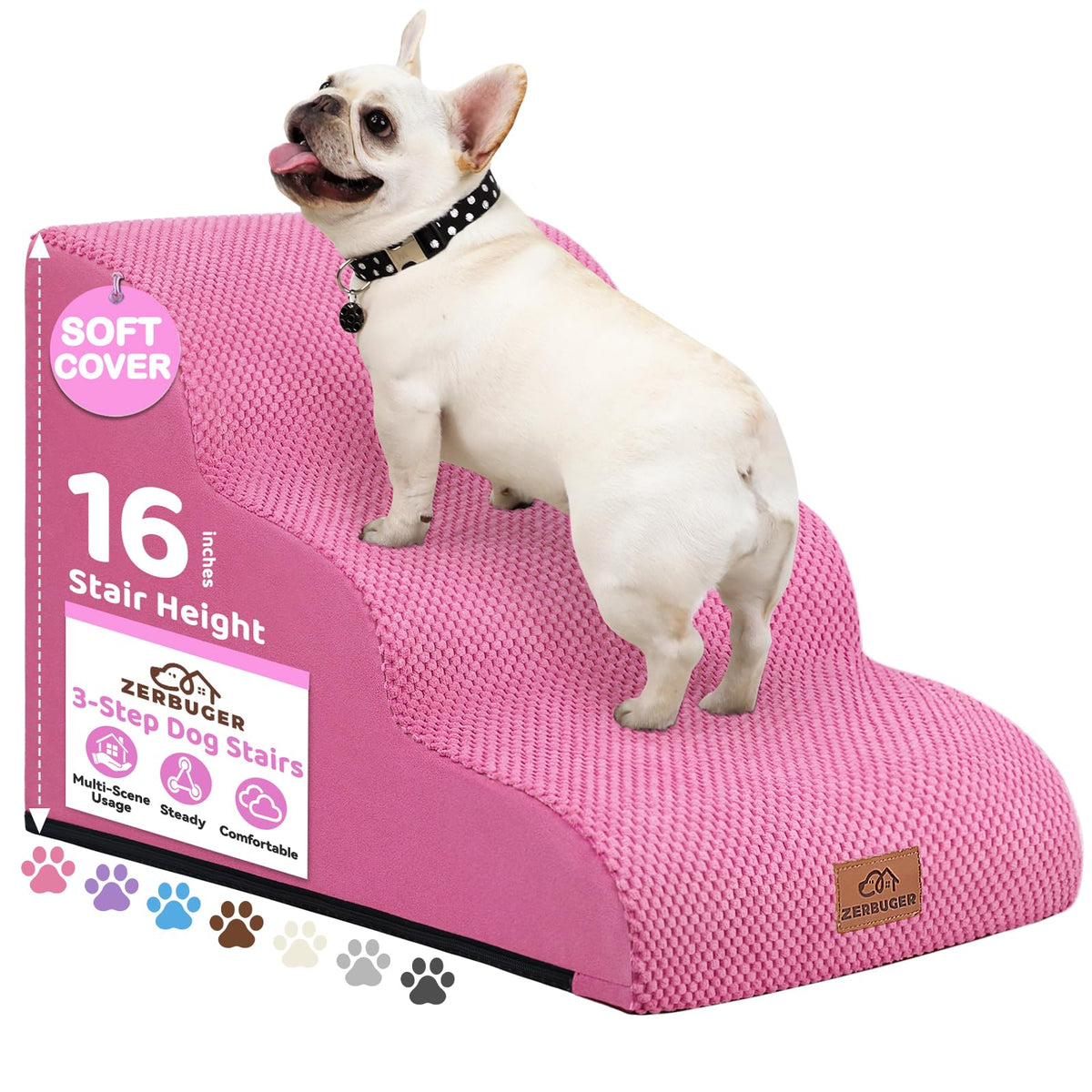 Zerbuger escalera para perro, 3 escalones para sofá, soporte cómodo.