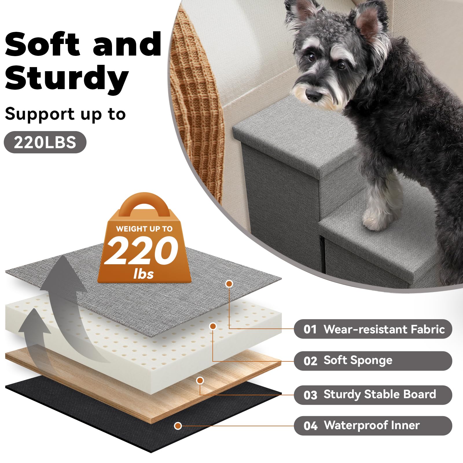 Zerbuger escaleras para perros con base antideslizante en gris.