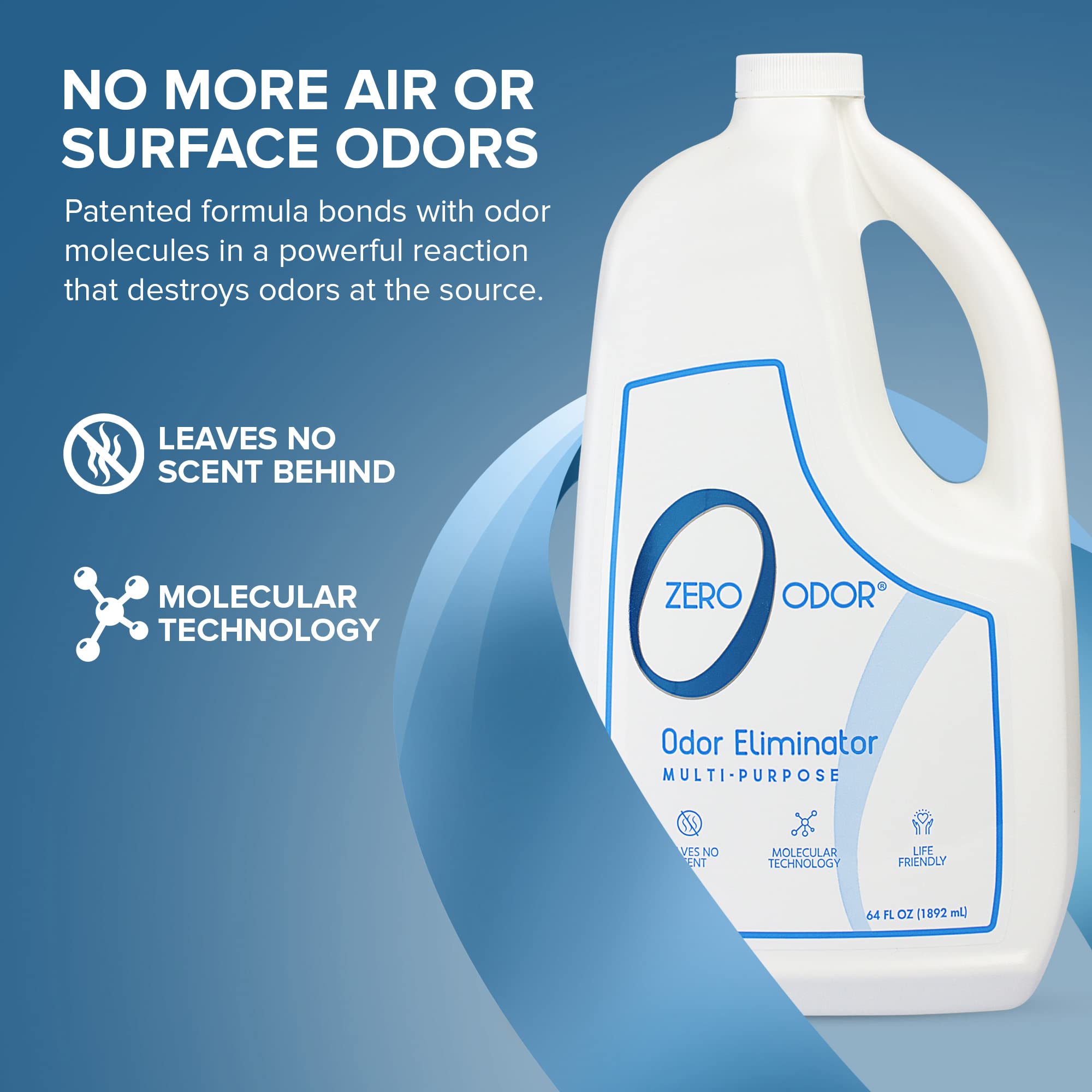 Zero Odor con olor rastreador temporal para saber dónde rociar y eliminar olores.