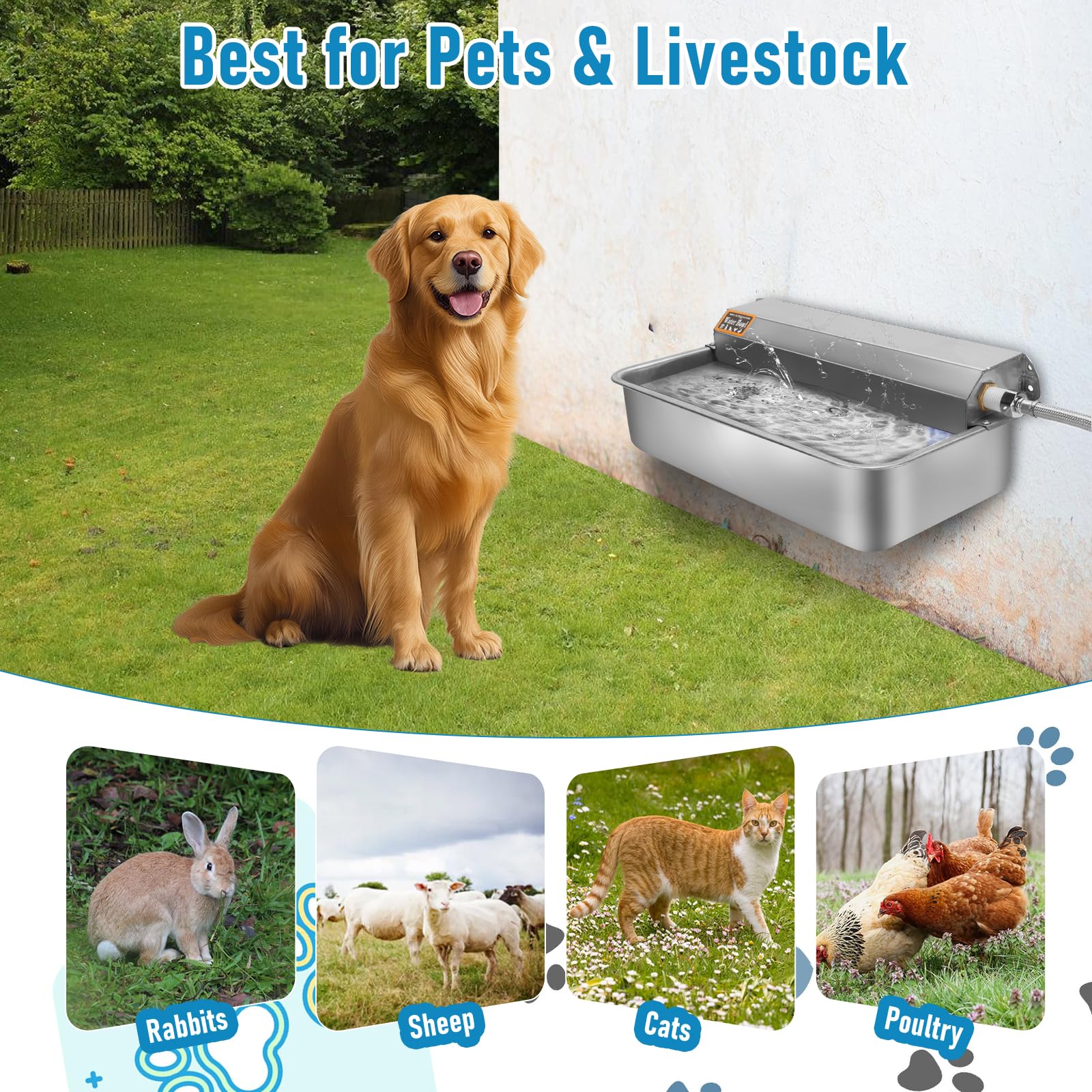 ZESTEFY dispensador-agua-perro-uso-multiples-mascotas, ideal para hogares grandes.