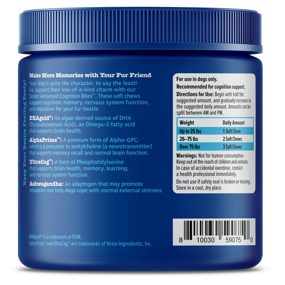 Ashwaganda Sensoril de Zesty Paws, efecto relajante para perros.