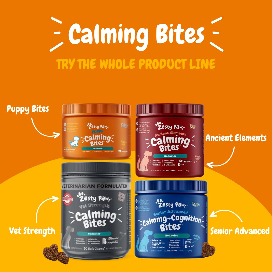 Zesty Paws ashwagandha, apoyo ante situaciones estresantes en perros.