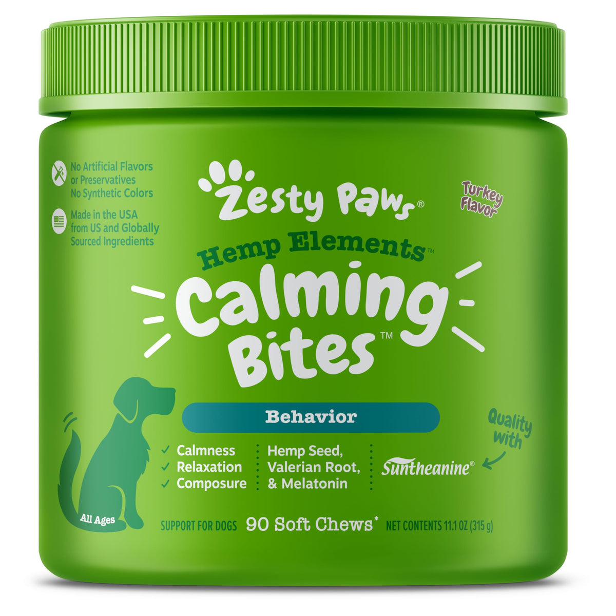 Zesty Paws masticables calmantes de cáñamo en empaque para perros