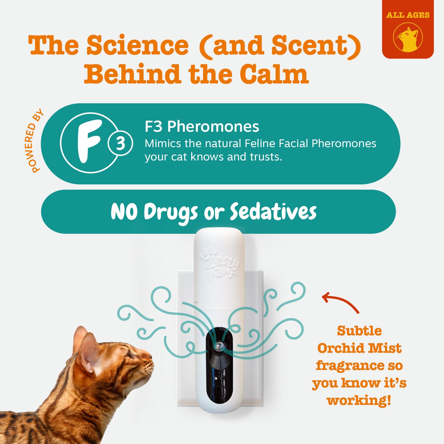 Uso continuo de 30 días con aroma a orquídea para gatos.