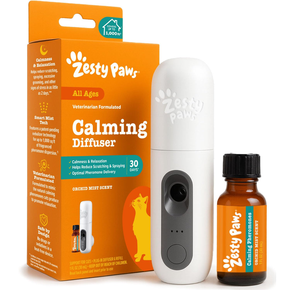 Difusor Zesty Paws para gatos ofrece relajación en casa.