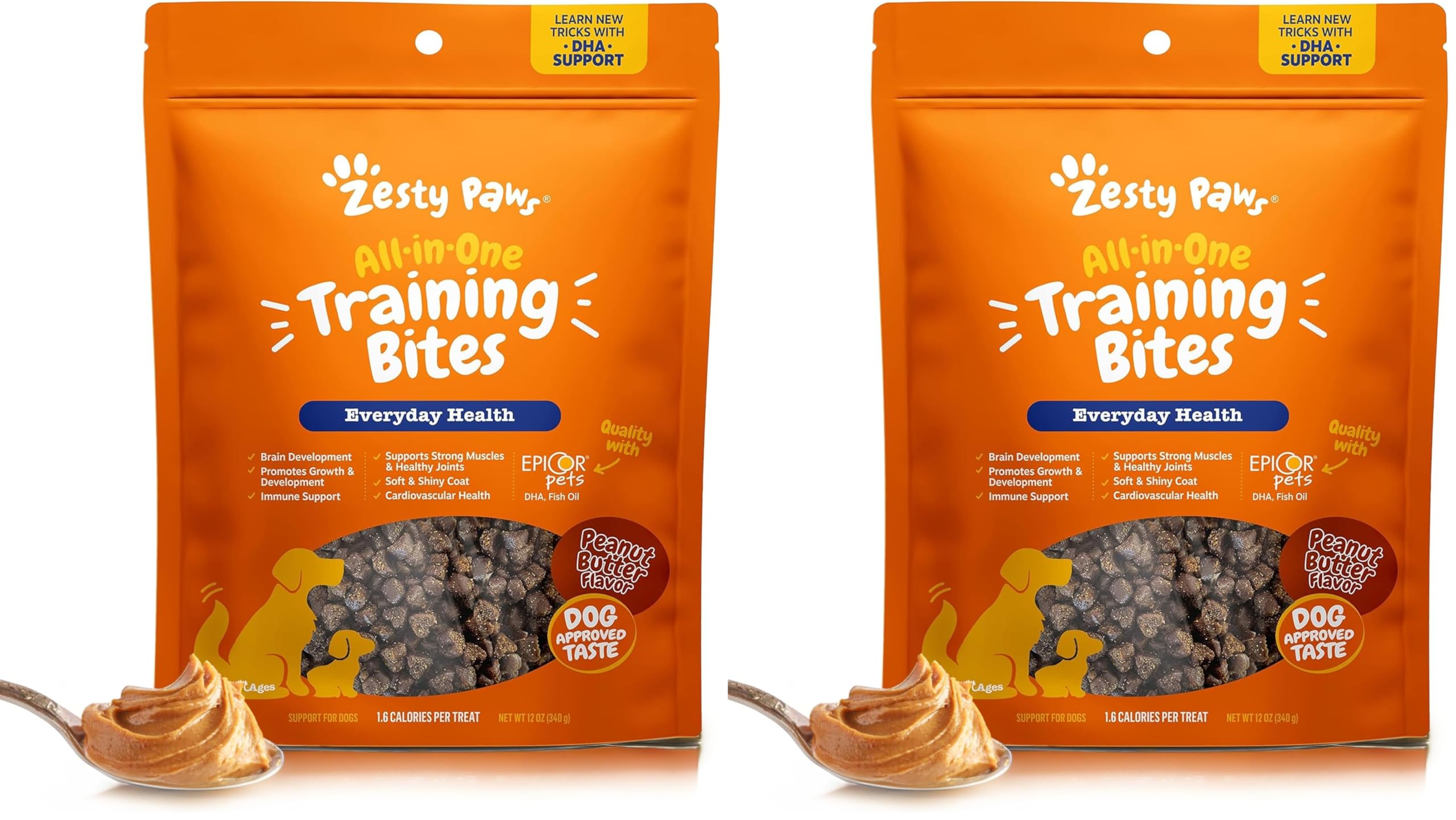 Zesty Paws premios de entrenamiento para perros, recompensa atractiva para obediencia.