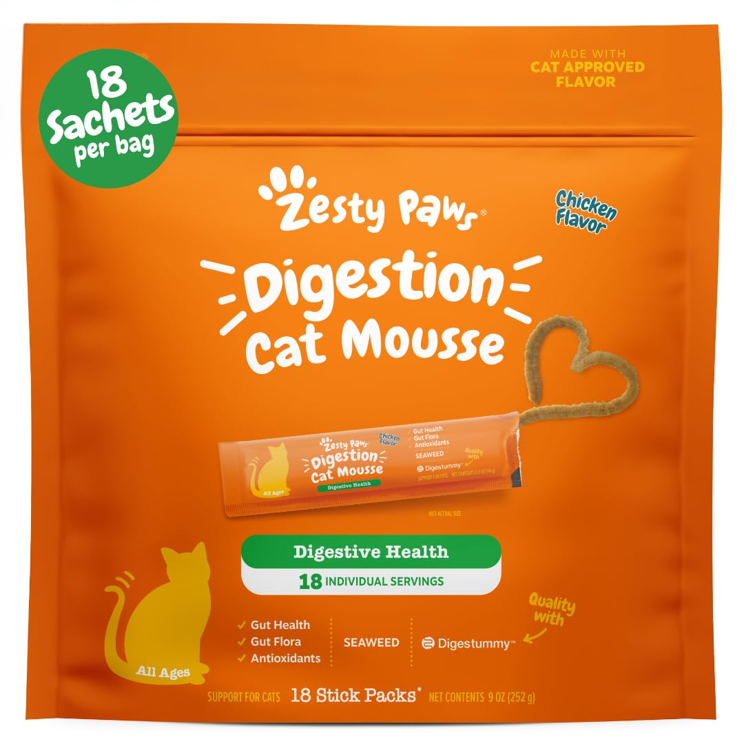 Zesty Paws Gato Mousse Textura Cremosa, premio sabroso para digestión saludable