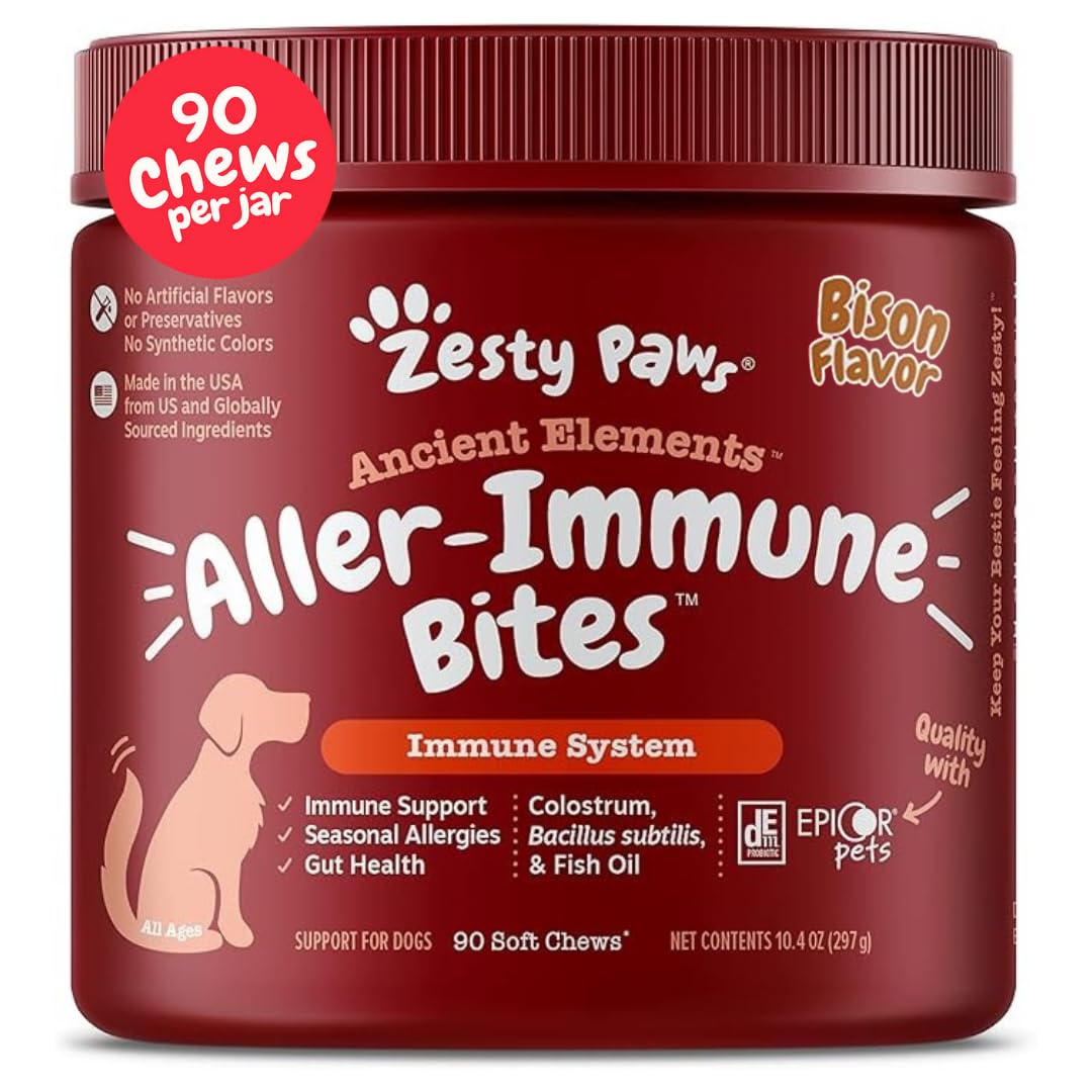 Zesty Paws gomitas suaves para alergias en perros, cuidado de la piel