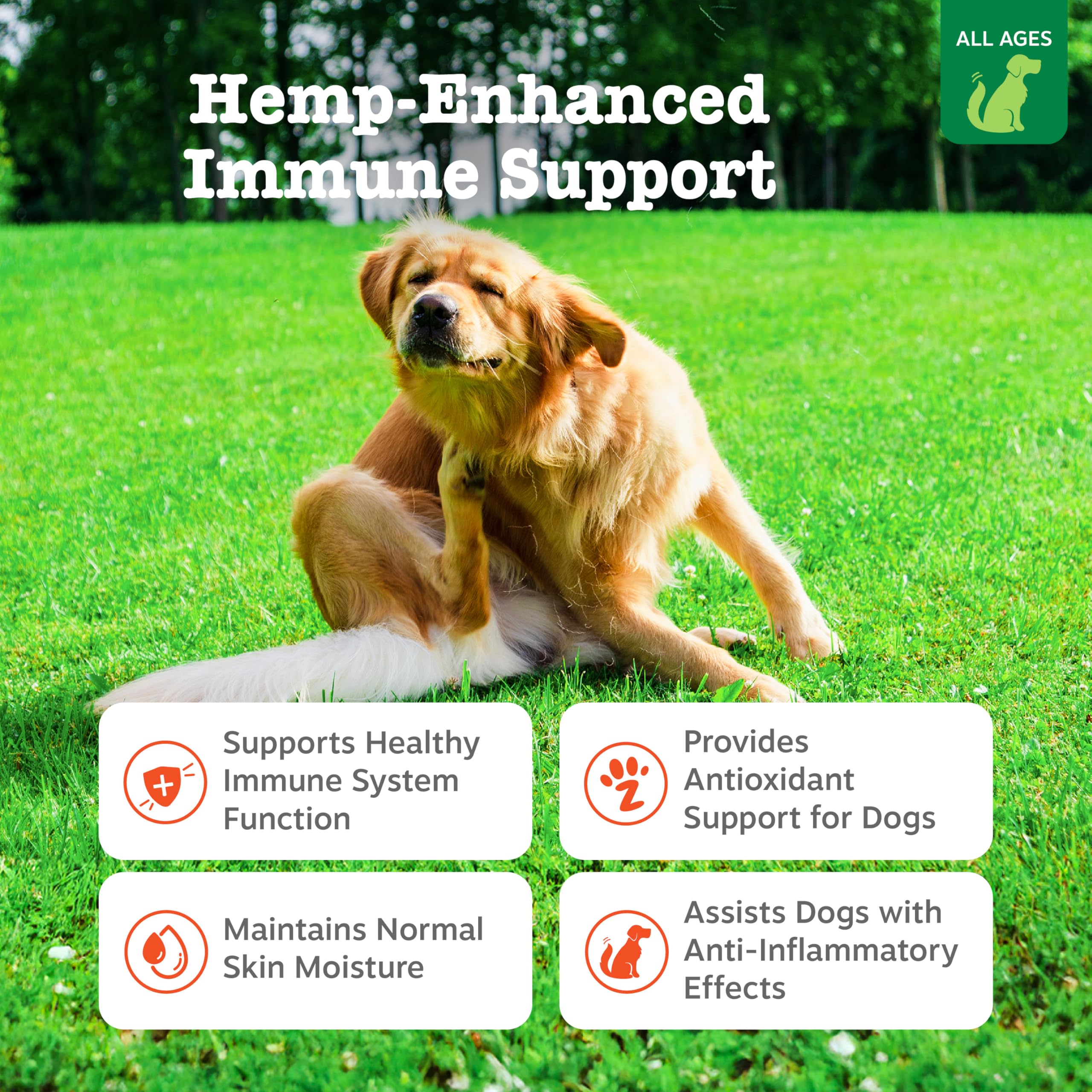 Zesty Paws omega-3 y probióticos para apoyo digestivo canino.