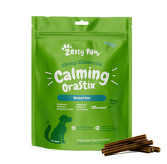 Zesty Paws OraStix empaque para perros, tamaño y presentación.