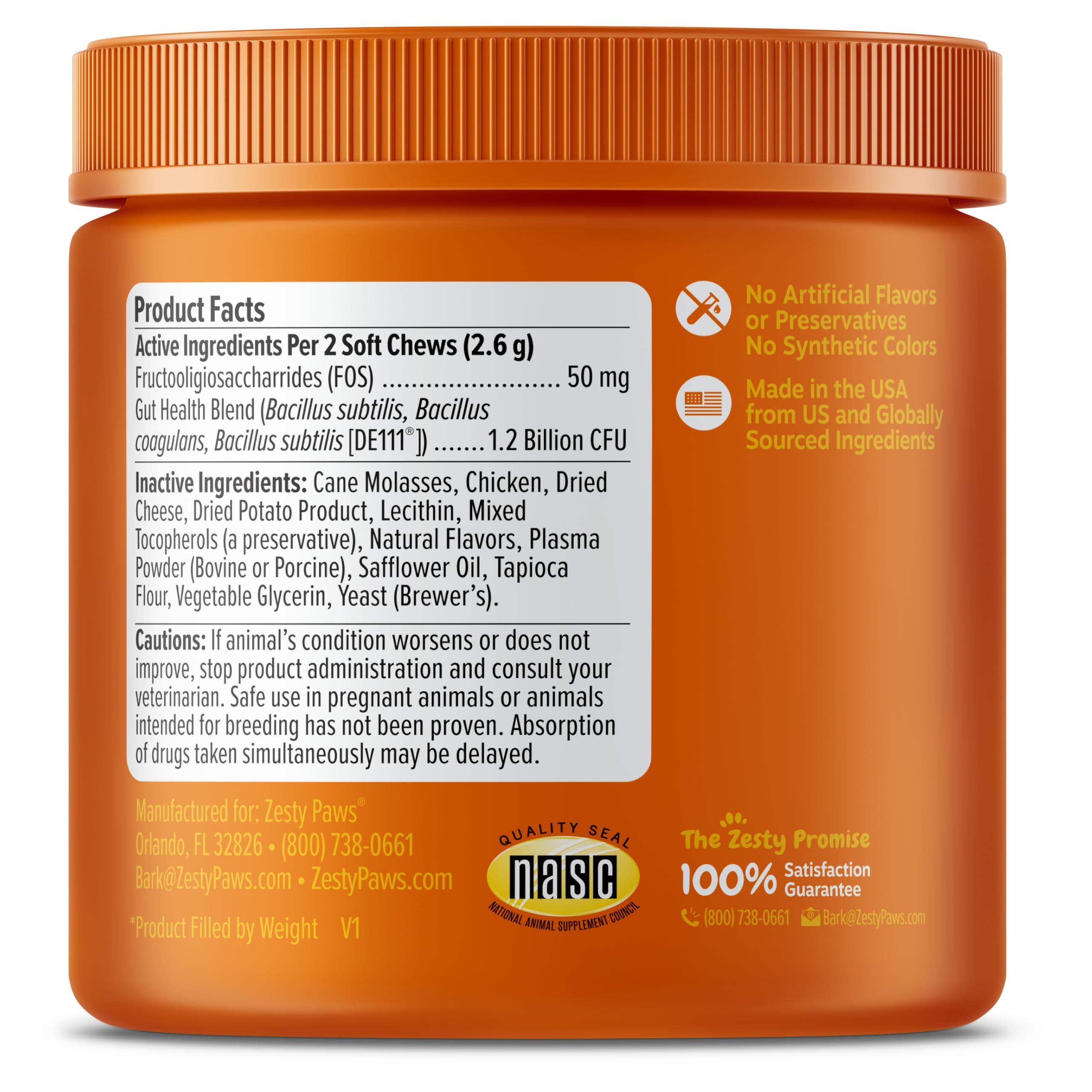 Zesty Paws Probiotic Bites, envase práctico para rutina diaria