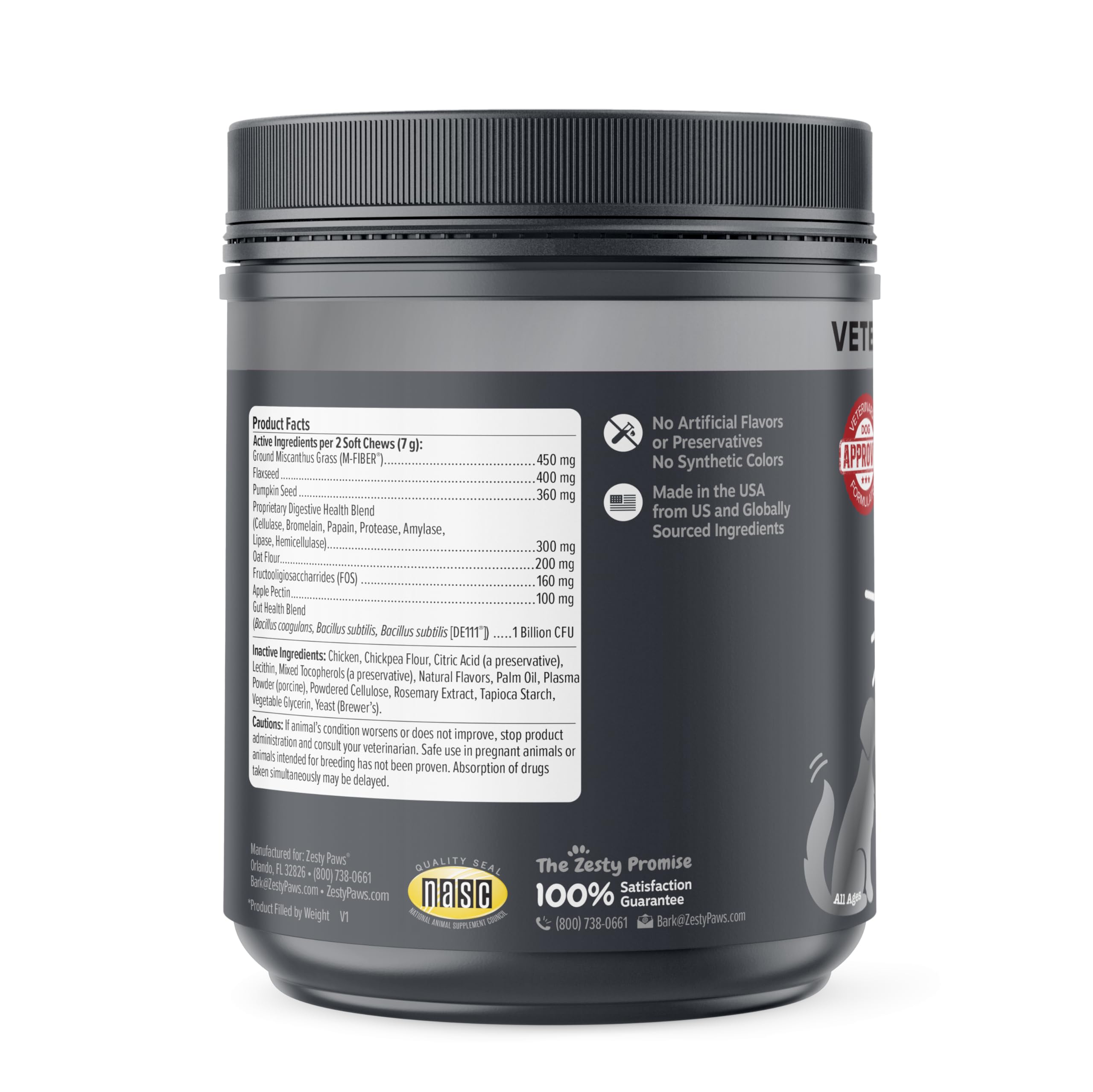 Probiotico DE111 Bacillus subtilis en Bocados Zesty Paws para equilibrio intestinal