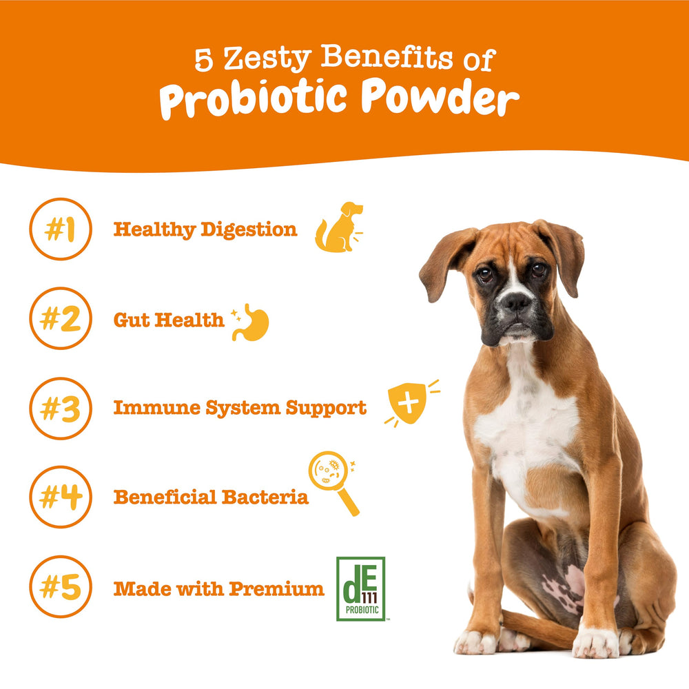 Zesty Paws probióticos para perros: cucharita de dosis para administración fácil