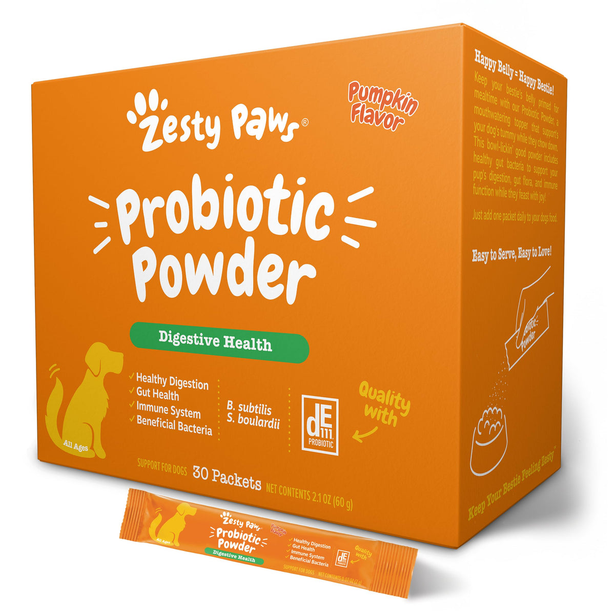 Zesty Paws probióticos para perros: polvo digestivo fácil de mezclar