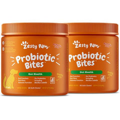 Zesty Paws Probiotics para perros con enzimas digestivas que apoyan la digestión diaria.