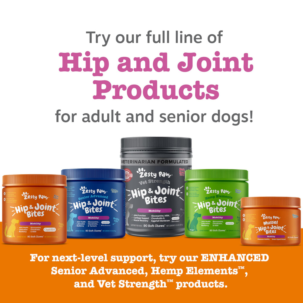 Zesty Paws movilidad para perros activos, apoyo de articulaciones.