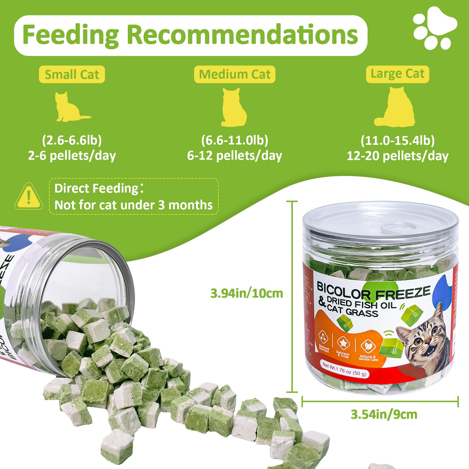 ZHSteveG aceite de pescado omega-3 para gatos ofrece apoyo al pelaje.