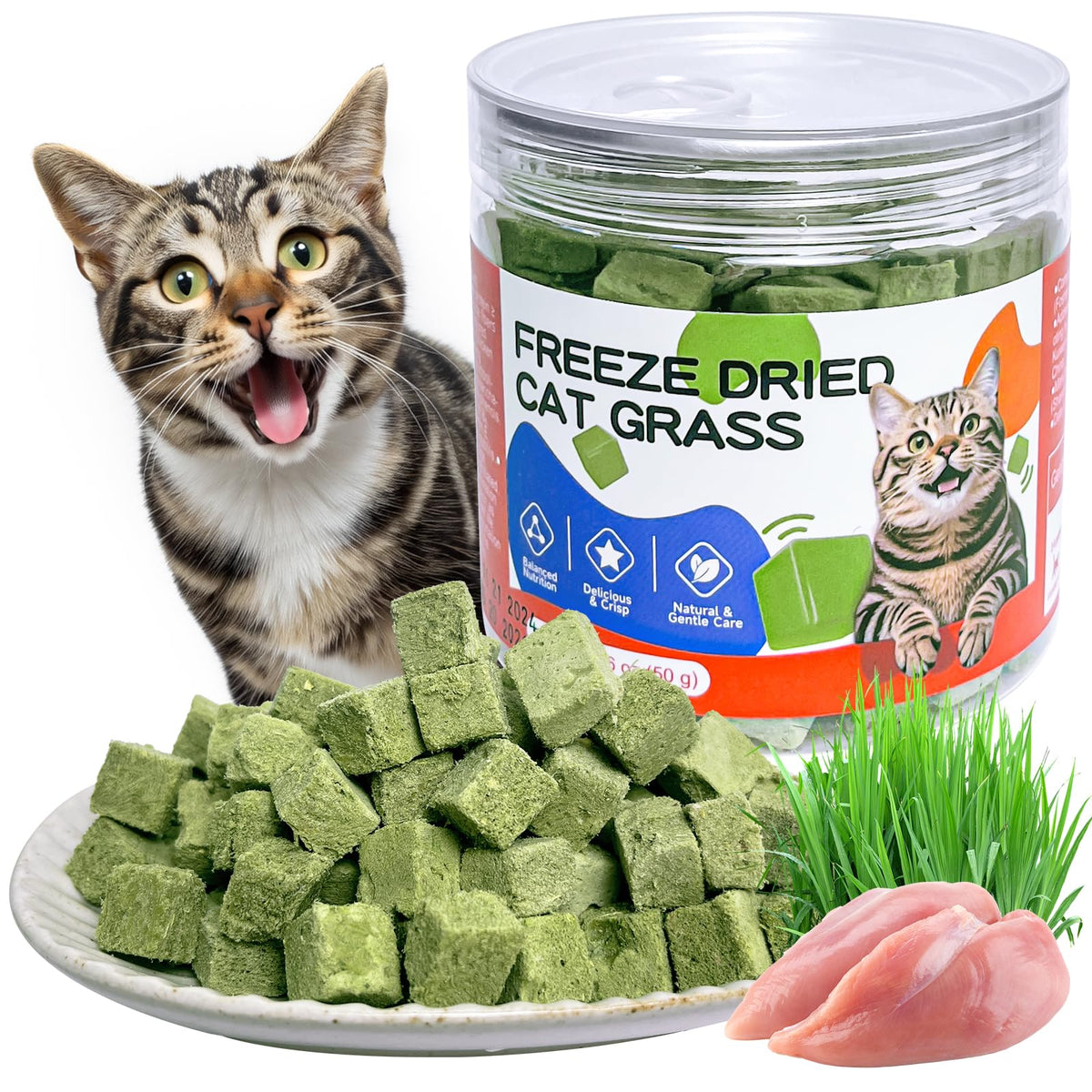 ZHSteveG envase del snack de hierba para gato, ideal para control de pelo