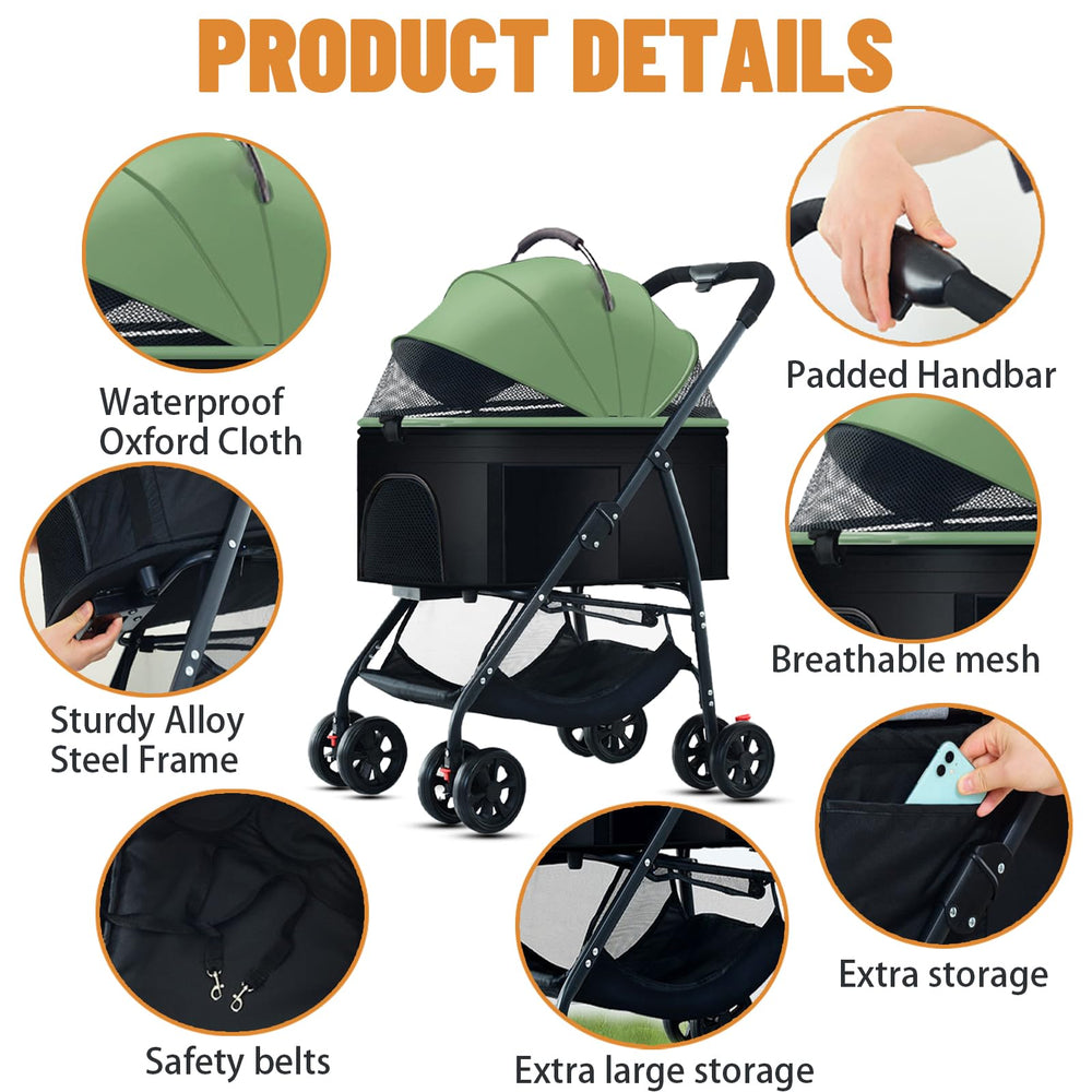 ZHUOKECE paseador mascota ruedas pu 360: movilidad suave en terrenos variados