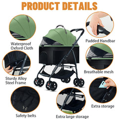 ZHUOKECE paseador mascota ruedas pu 360: movilidad suave en terrenos variados
