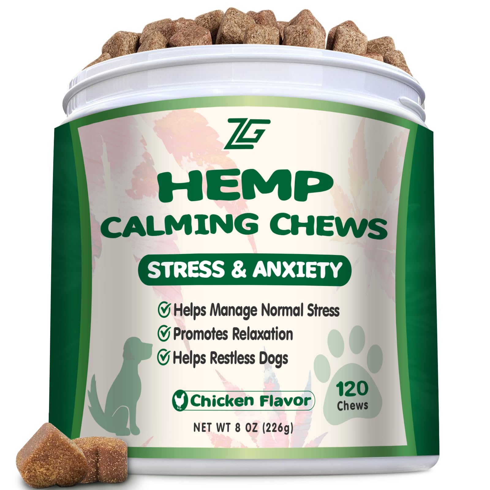 ZiehooGe Calming Chews en botella, apoyo calmante suave para perros durante tormentas