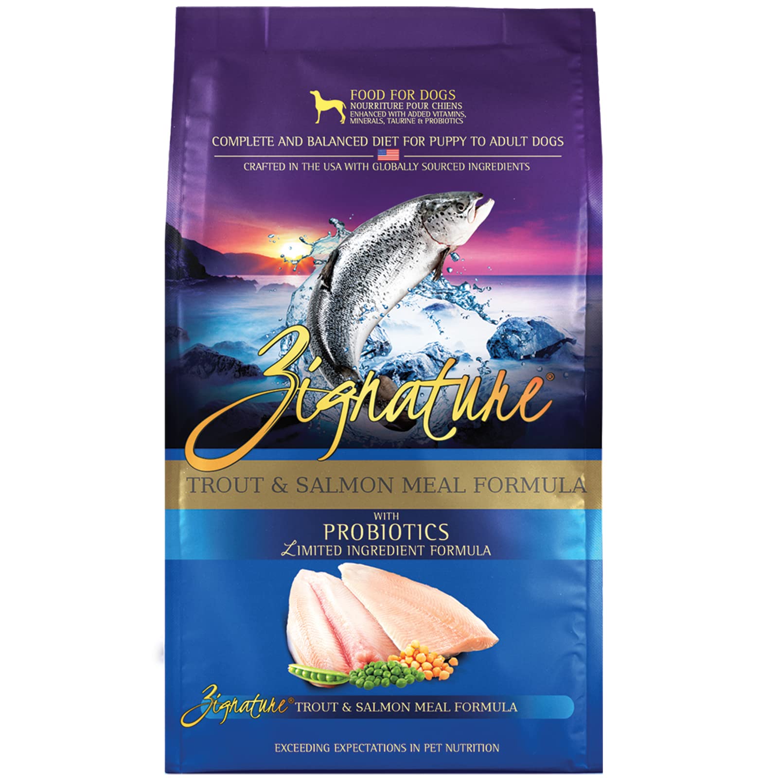 Zignature Trucha y Salmón, bolsa 25 lb, ideal comida seca para perros con ingredientes limitados
