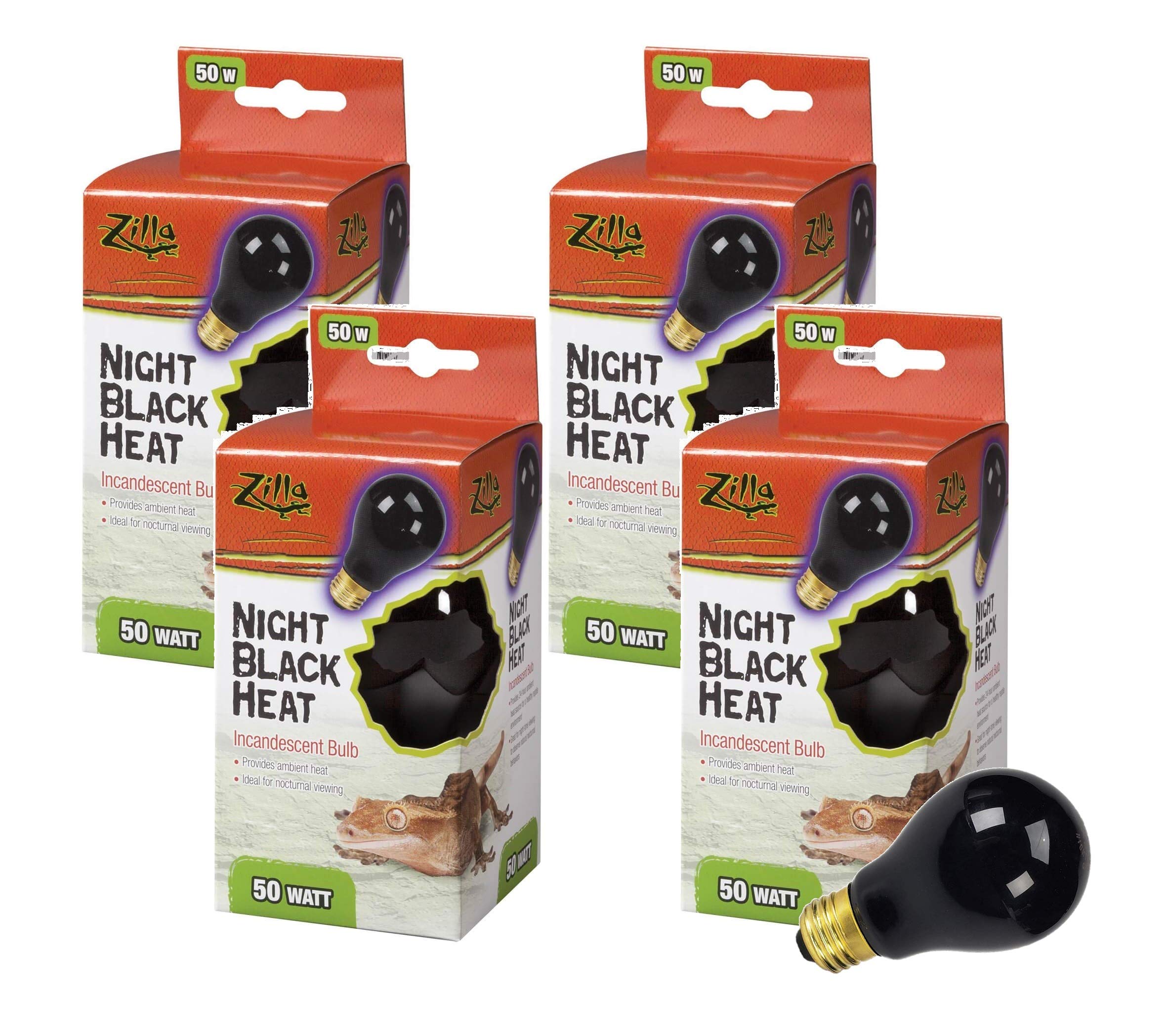 Lámparas Zilla de calor para terrario, 50W, negro nocturno, observación nocturna sin perturbar el día/noche