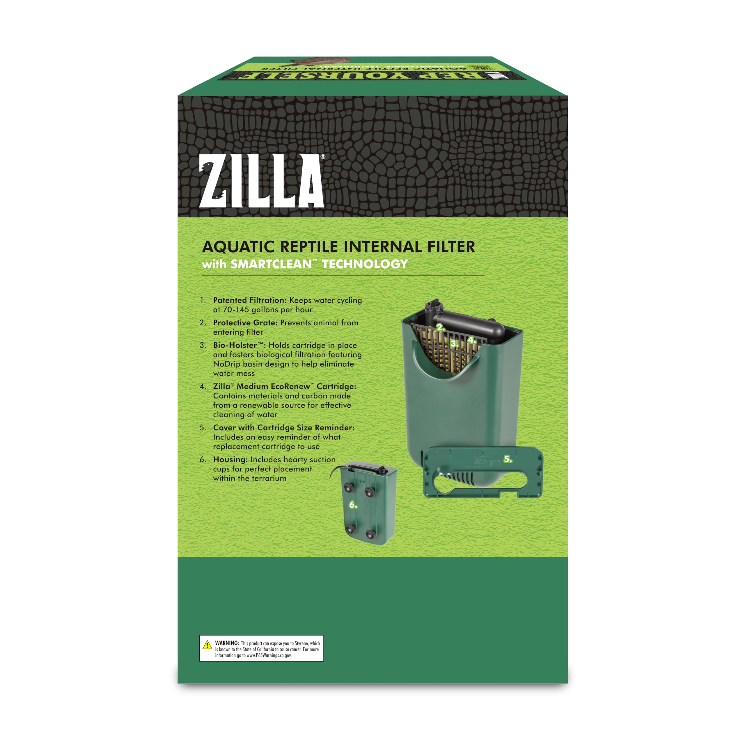 Zilla filtración apta para terrarios de hasta 40 galones con 20 galones de agua