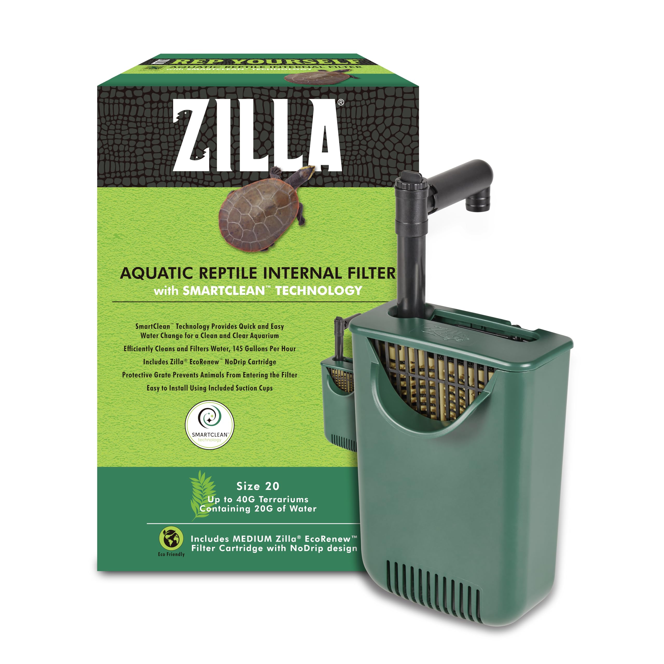 Zilla filtrador interno para reptiles con SmartClean mejora la calidad del agua