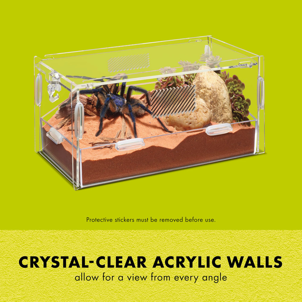 Paredes acrílicas transparentes del Zilla Micro Habitat permiten observar sin molestia