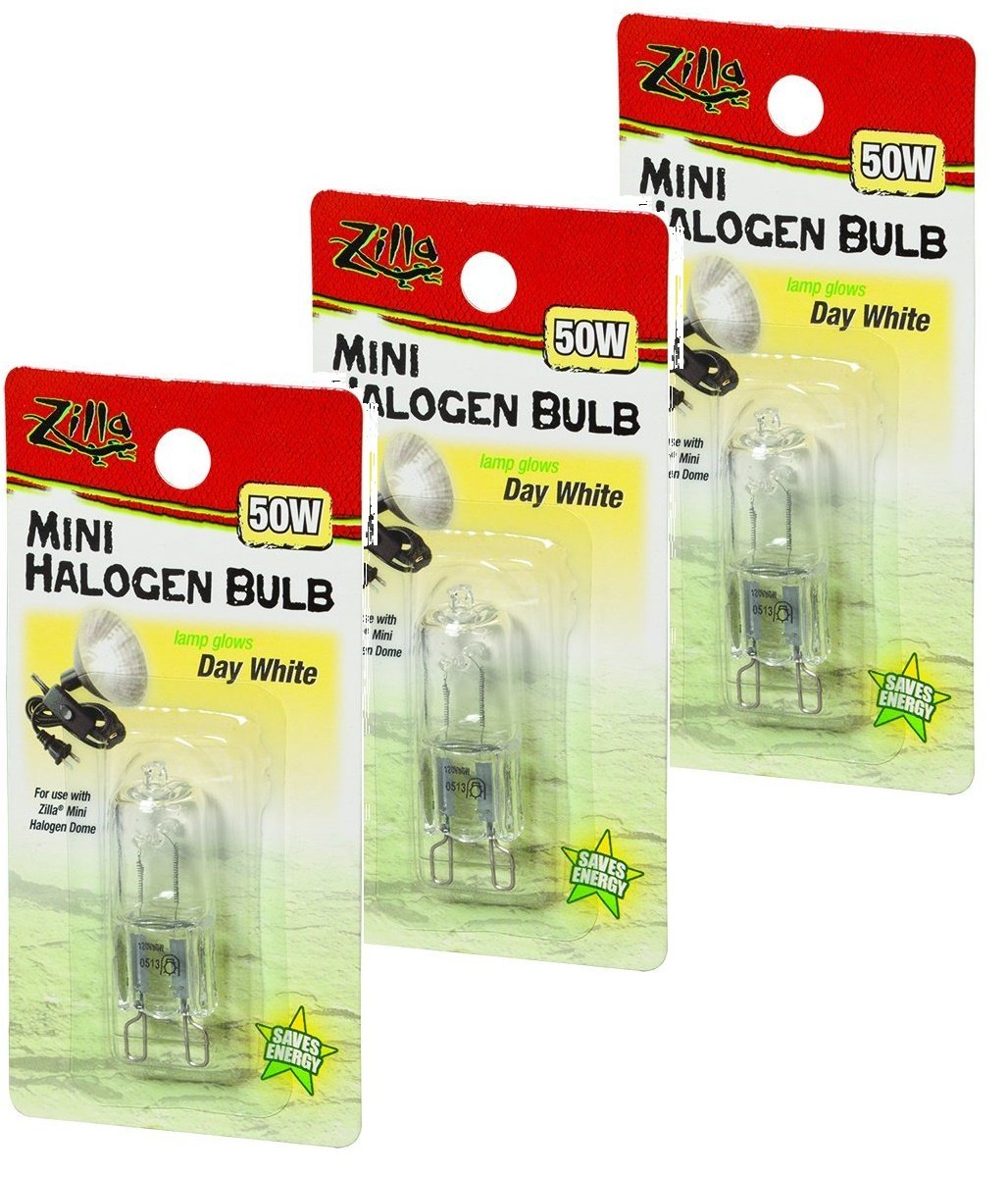 Lámpara halógena mini Zilla para reptiles, luz diurna de 50 vatios para terrario.
