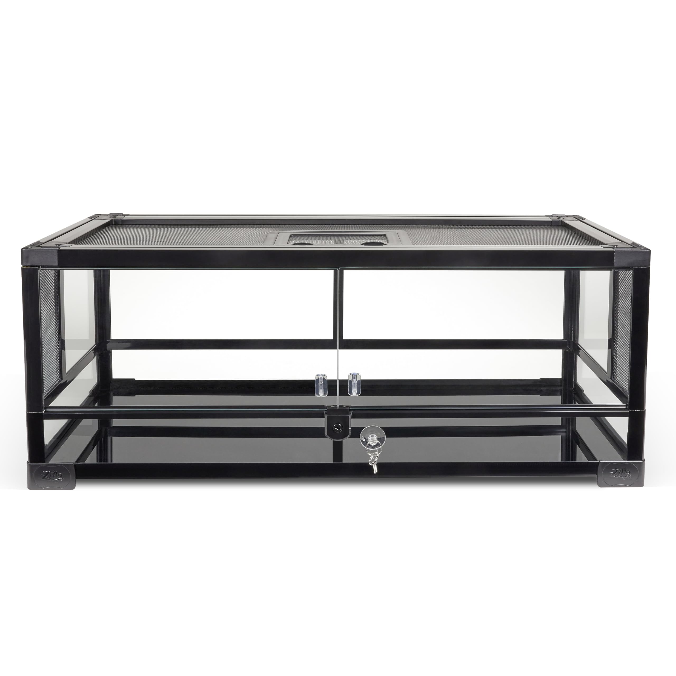 Terrario Zilla QuickBuild de 20 galones con vista frontal para observar la mascota.