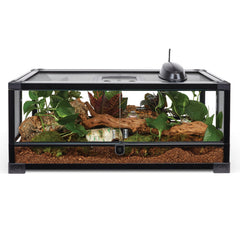 Terrario Zilla QuickBuild de 20 galones vista lateral para monitorear el ambiente.
