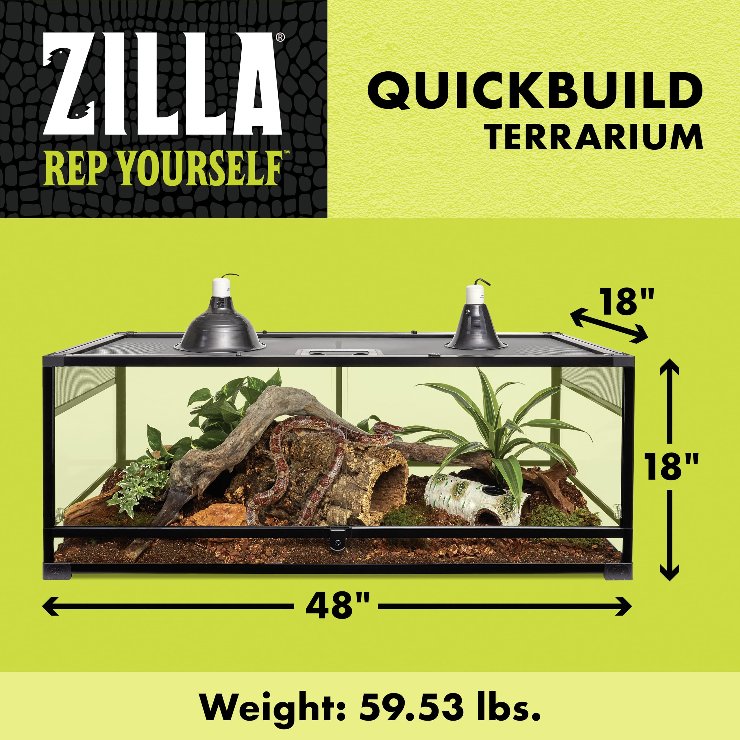 Zilla QuickBuild Terrario: tapa superior con pantalla doble para ventilación y mantenimiento.