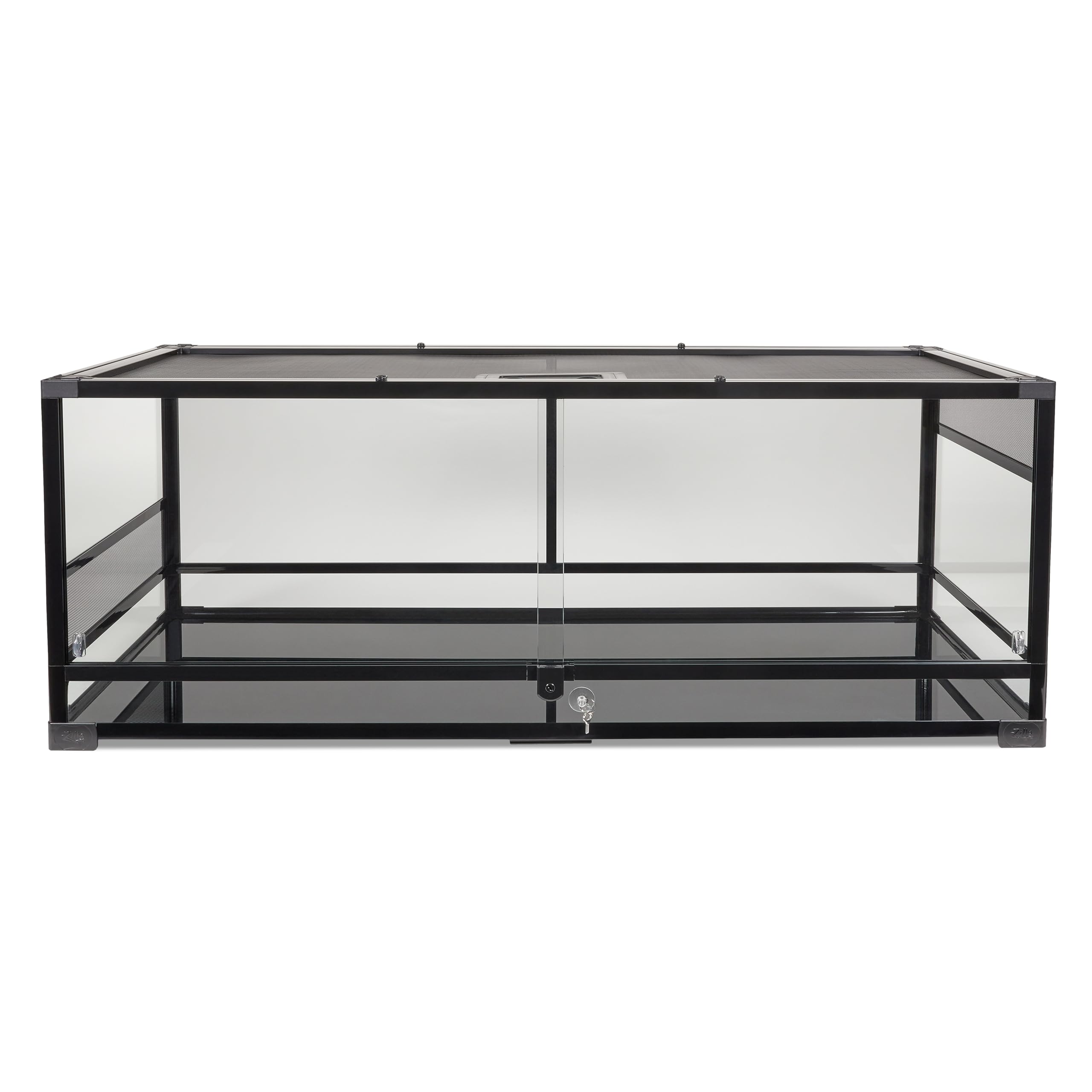 Zilla QuickBuild Terrario: vidrio templado con puerta frontal deslizante para acceso cómodo.