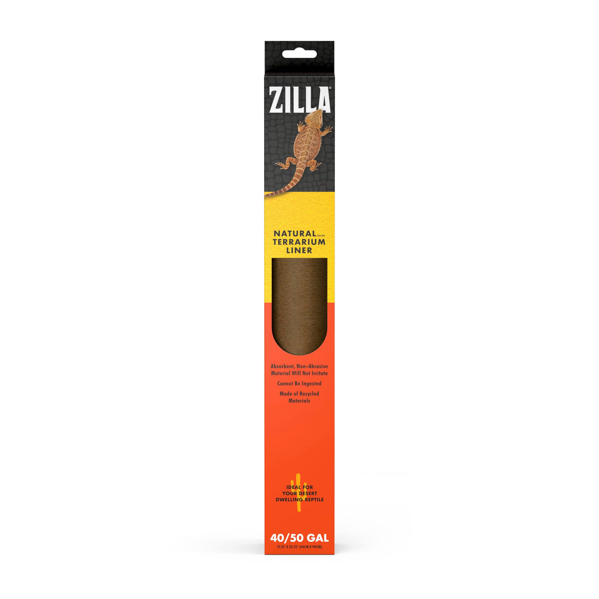 Zilla Terrarium Liner marron para tamaños 30–65 galones, fácil de cortar a medida.