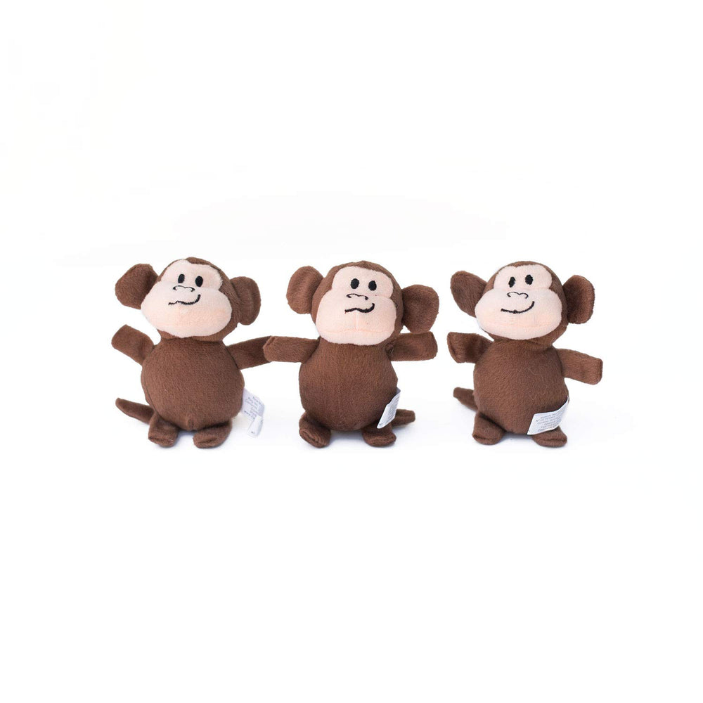ZippyPaws Burrow Replacement Miniz con monos, chirridos divertidos para el juego.