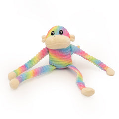 Juguete ZippyPaws mono crujiente con sonajero redondo para juego.